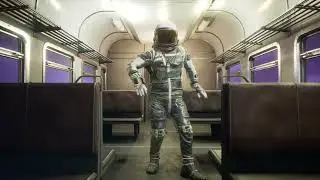 An astronaut dances on an interstellar space train travelling at superluminal speed.