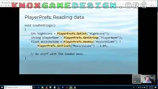 Saving and Loading Game Data in Unity - Knoxville Game Design, March 2018