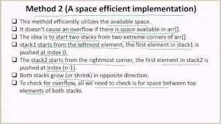 Implement two stacks in an array | GeeksforGeeks