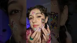 doing my y2k sticker makeup 🦄💖💿 #asmr #stickers #asmrmakeup