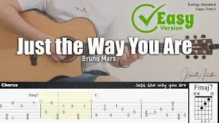 Just the Way You Are (Easy Version) - Bruno Mars | Fingerstyle Guitar | TAB + Chords + Lyrics