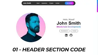 How to build a Simple Portfolio Website using HTML CSS & JavaScript | Header Section Code