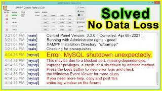 [Solved] Error MySql Shutdown Unexpectedly 2023 Update, MySql not starting in Xampp Server in hindi