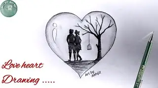 How to Draw a Love Heart with couple // Love Heart Drawing ♥️ 