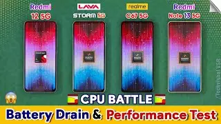 Extreme Battery Drain & Performance Test - Redmi 12 5g vs LAVA Storm 5g vs Redmi Note 13 5g vs C67