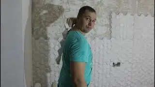 Монтаж 3D панелей из гипса на стену. Installation of 3D gypsum panels on the wall.