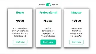 RESPONSIVE PRICING TABLE | PRICING CARDS | ANIMATION WITH HTML , CSS & JS | MONTHLY & ANNUALLY PRICE
