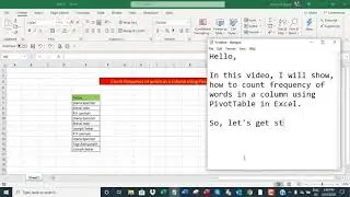 Count frequency of words in a column in Excel using Pivot Table