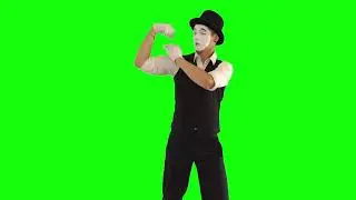 Mime flexes muscles on green screen No Copyright video /link 🔗 in👇 Description / Vfx scen