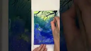 Watercolor easy painting tree 💙