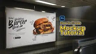 How to easily create realistic billboard mockup template in adobe photoshop tutorial #mockuptemplate