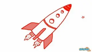 How to draw a Rocket - Step By Step Drawing for Kids | Educational Videos by Mocomi