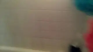 Little sister falls a sleep in shower
