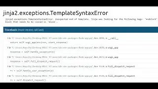 jinja2 exceptions Template Syntax Error Unexpected end of template | Flask | Python  | Aryadrj | IT