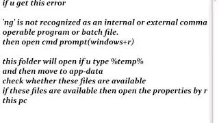 'ng' is not recognized as an internal or external command.
