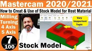 Mastercam 2021 Hindi tutorials for beginners |How to create and use of Stock Model in Mastercm