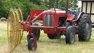 Massey Ferguson 35 on duty raking hay w/ Vicon-Lely Hay Rake | Ferguson Days 2023