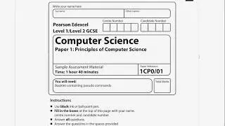 Edexcel 9-1 GCSE Computer Science Sample Paper 1 Walkthrough