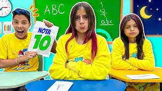 Jéssica e Manu aprendem que o mais importante na escola é estudar*festa do pijama na escola