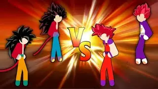 Stickman Warriors Fight - Goku, Vegeta SSJ 4 vs Vigitto, Gota SSJ God