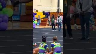 Cheer dads do a TOE TOUCH 