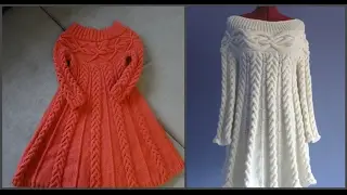 Вязаное платье спицами, в стиле 