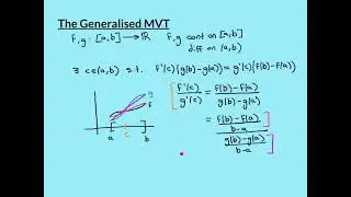 The Generalised Mean Value Theorem Part 1