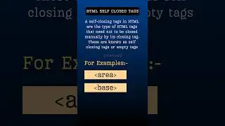 Self Closing Tags That Web Developers Must Know | Html Css 