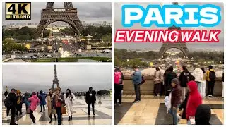 Paris France 🇫🇷 Walking In The Rain At Evening / Beautiful View / January 2024