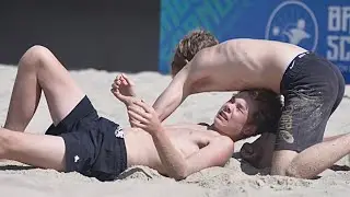 U17 Uku Nugis (EST) vs Kened Mägisalu (EST) 70kg. Boys beach wrestling.