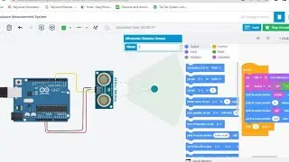 Ultrasonic sensor tinkercad in English | Distance measure | tinkercad circuits | code