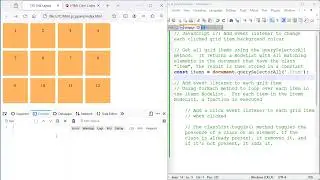 JavaScript 17: Add an event listener to change each clicked grid item background colour