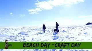 Winter Beach and Craft Day -Drilling Pebbles for Her Moms  Birthday Gift