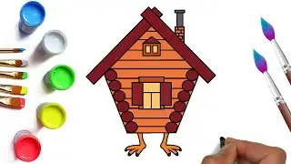 How to draw a hut on chicken legs, draw Baba Yaga's house from Russian fairy tales for children