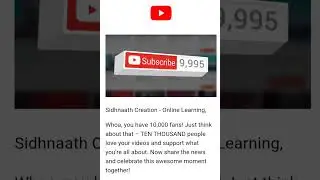 10000 subscribers on YouTube