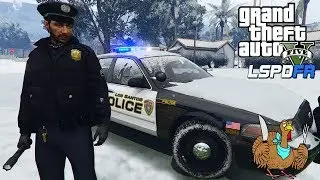 New Snow Covered Crown Vic! Play as a cop in the snow!  (GTA 5: LSPDFR GAMEPLAY)