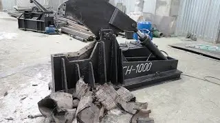 Гидравлические ножницы для резки шин ГН-1000 / Резка автомобильной резины на части - ножницы GN-1000