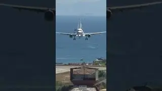 Different landing perspective at Skiathos. Aegean A320 arrival #aviation #plane #a320 #skiathos