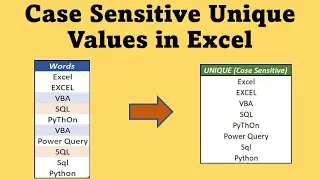 Case Sensitive Unique Values in Excel