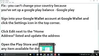 Fix : you can't change your country because  you've set up a google play balance - Google play