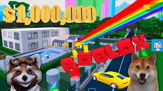 Собака Локи и Енот Алекс построили ДОМ в РОБЛОКС. Mansion tycoon ROBLOX.