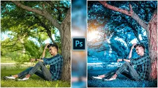 Realistic Blue Color Effect Photo Editing Photoshop - Free Preset Download