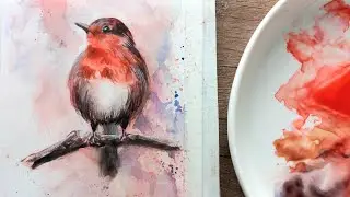 Рисуем птицу акварелью. Мастер-класс по акварели.Watercolour painting tutorial.