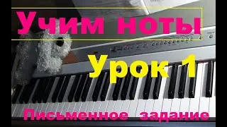 Учим ноты с нуля.  Письменная работа. Урок №1.