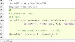 Generating panoramas after feature detection using MATLAB