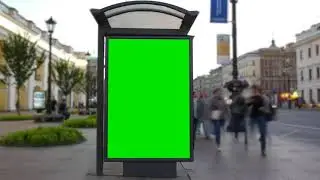 Green Screen | Chroma Key |  a billboard with a green screen on a busy street time lapse | 4K | HD