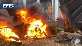 Disturbios en la manifestación de agricultores frente a las instituciones de la UE en Bruselas