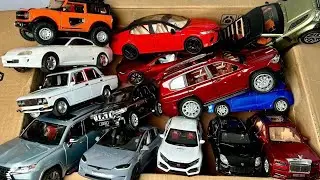 Box Full Of Diecast Model Cars - Camry, Supra, Civic, Land Cruiser, Lada, Tesla