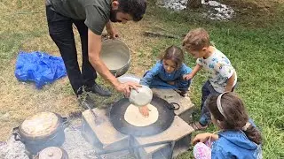 babazadeh's traditional cooking training to nomadic girls. baking bread at home