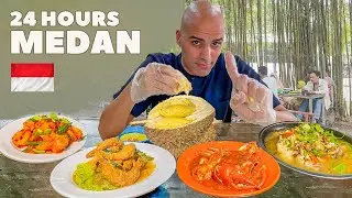 24 HOURS in MEDAN 🇮🇩 DURIAN + NOODLES + SEAFOOD - Indonesian street food in North Sumatra